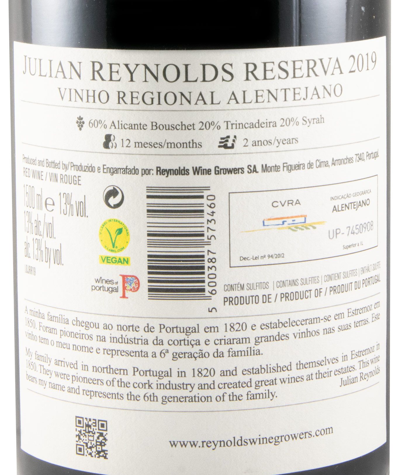 2019 Julian Reynolds Reserva tinto 1,5L