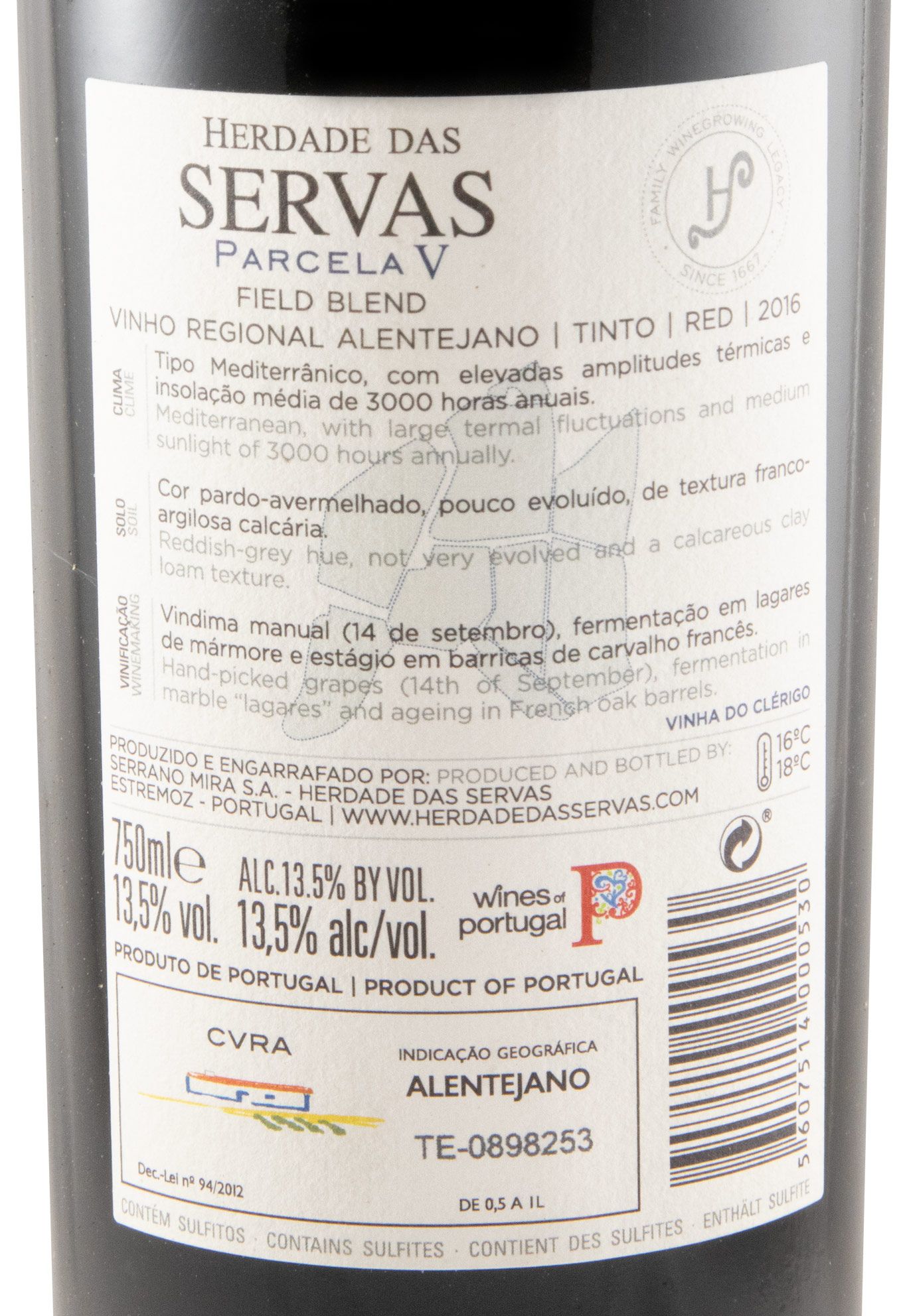 2016 Herdade das Servas Parcela V red