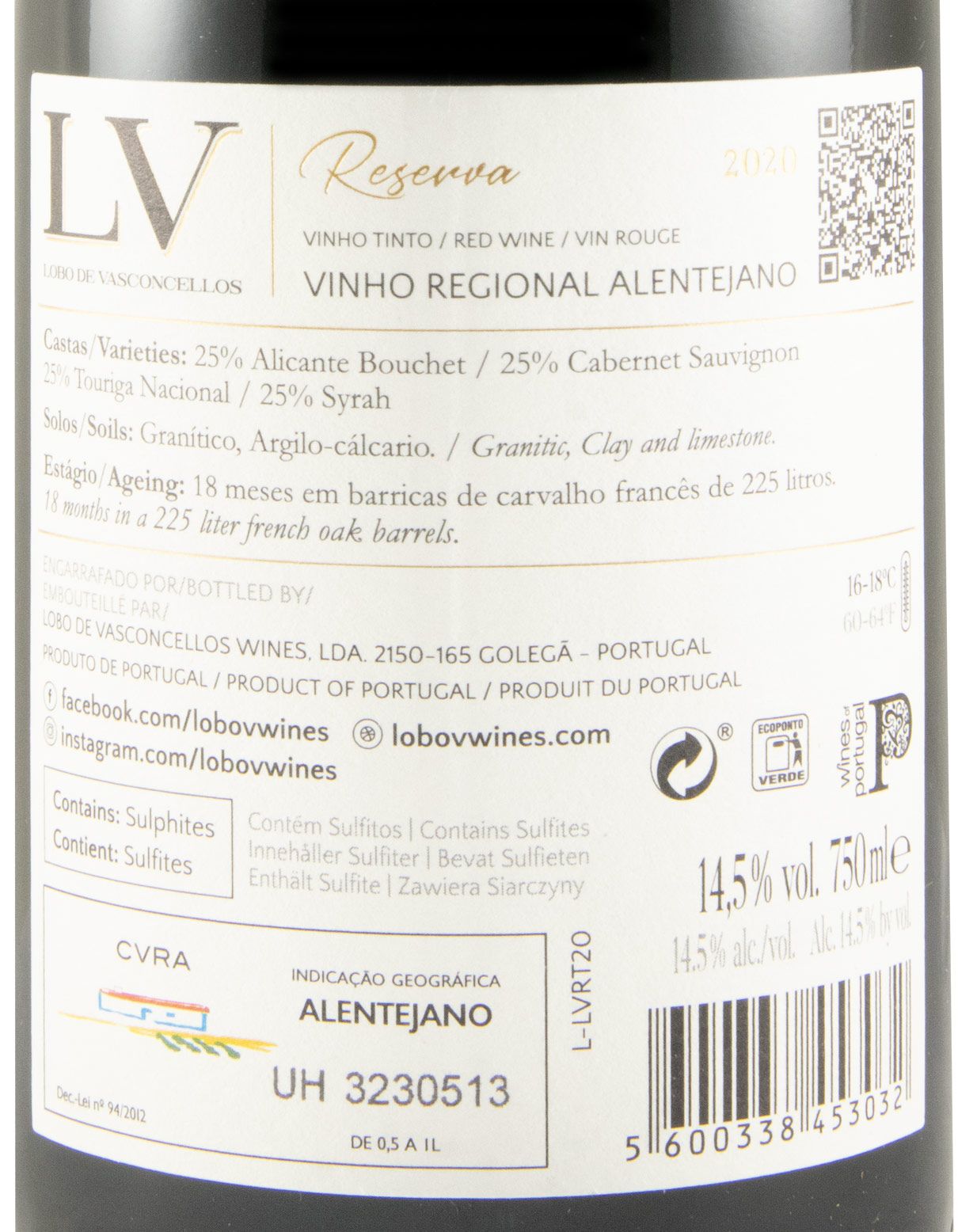 2020 Lobo de Vasconcellos LV Reserva red