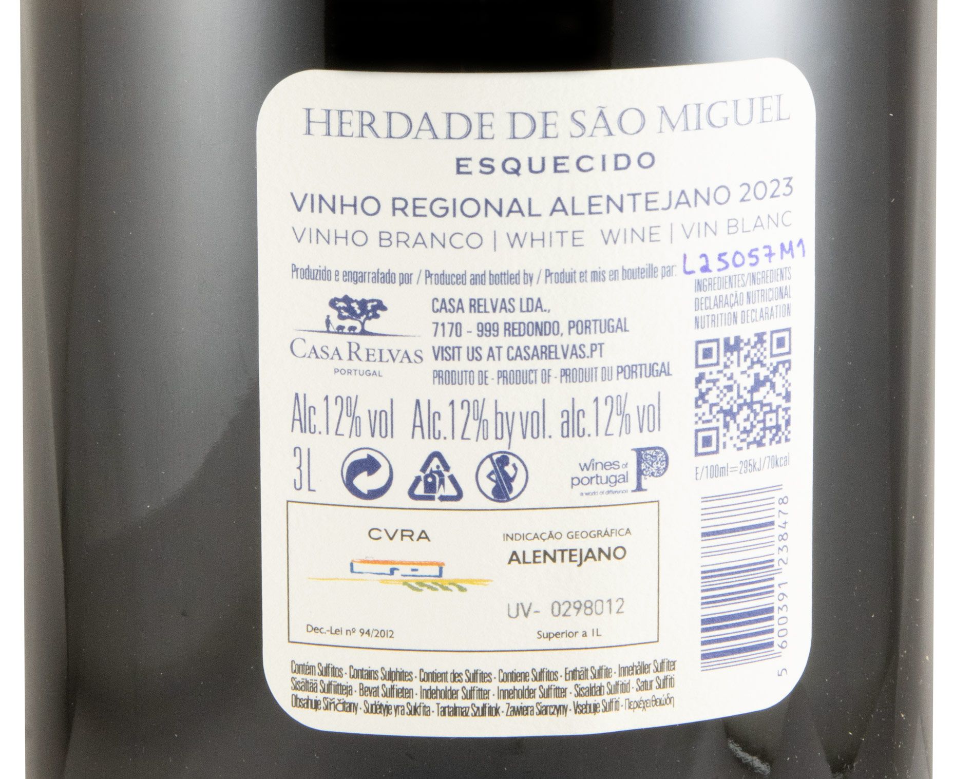 2023 Herdade de São Miguel Esquecido branco 3L