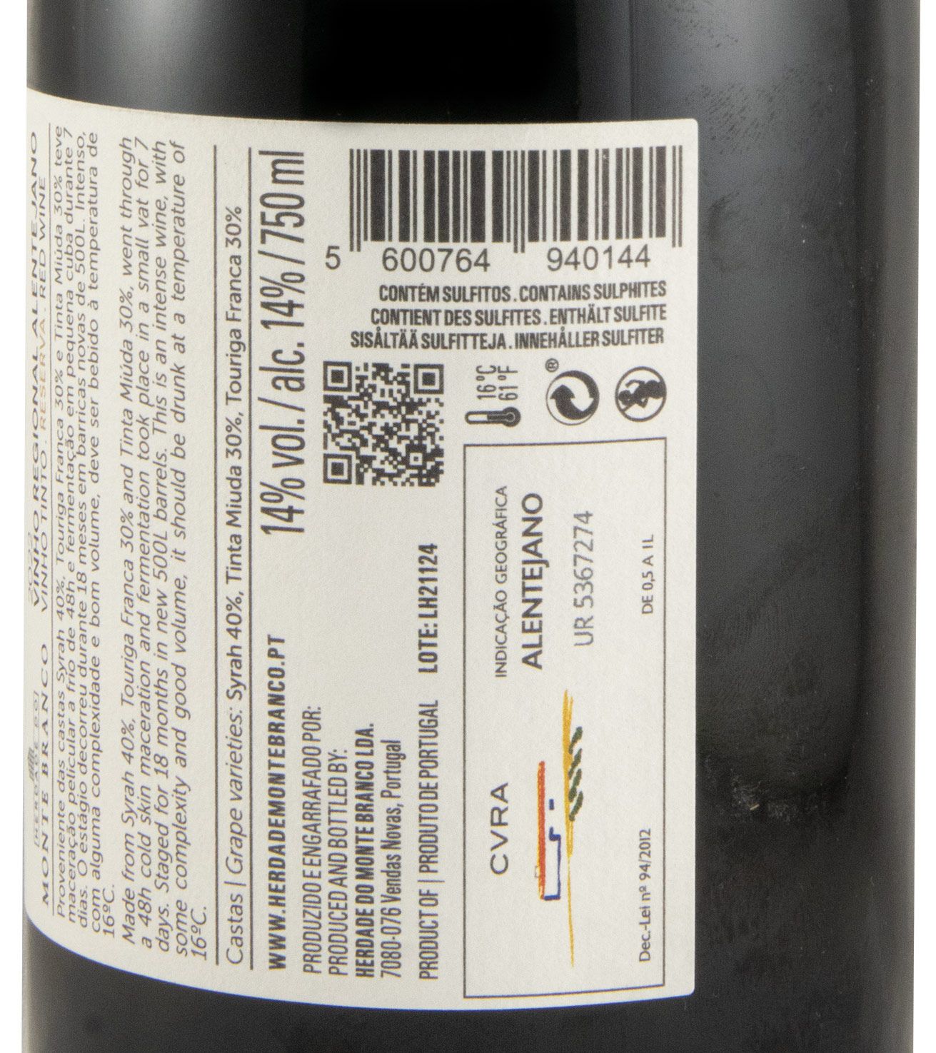 2022 Herdade do Monte Branco Reserva Limited Edition red