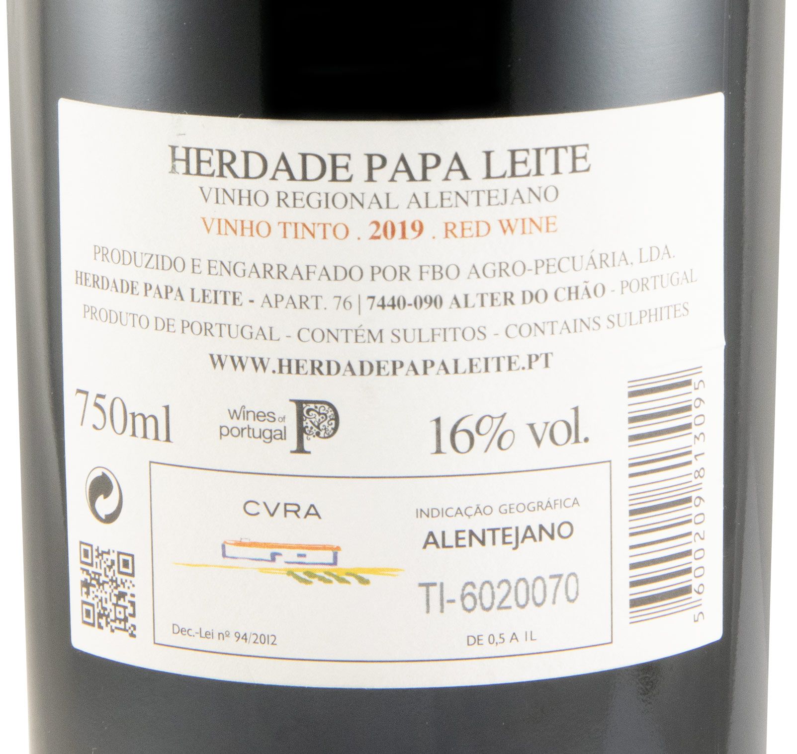 2019 Herdade Papa Leite Pacto do Diabo Unfiltered red