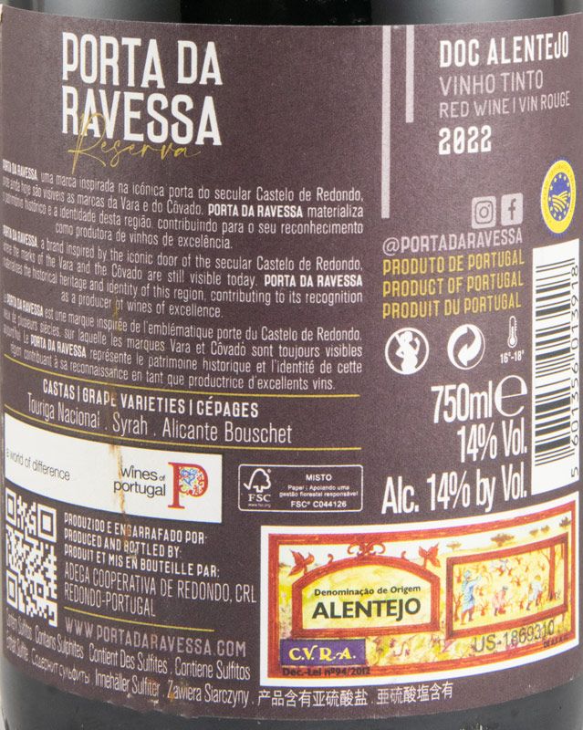 2022 Porta da Ravessa Reserva tinto