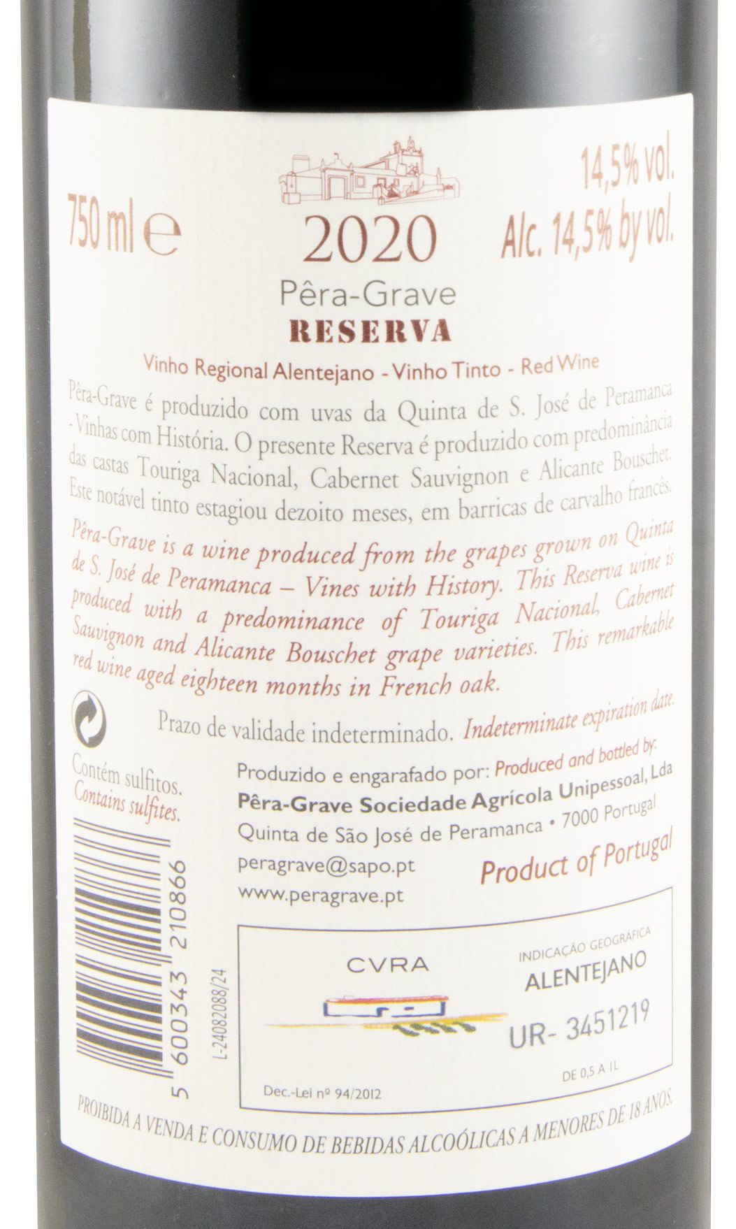 2020 Pêra-Grave Reserva red