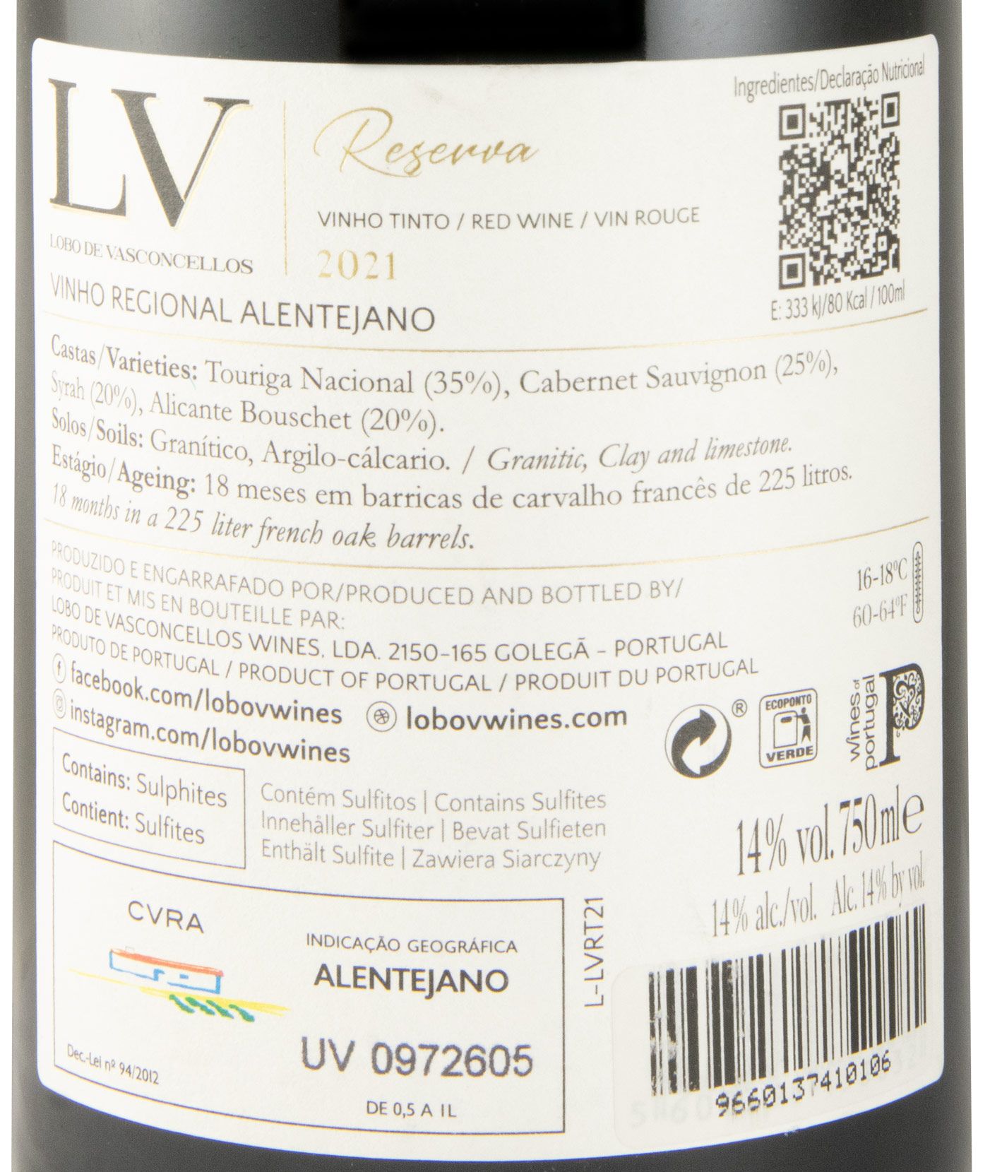 2021 Lobo de Vasconcellos LV Reserva red