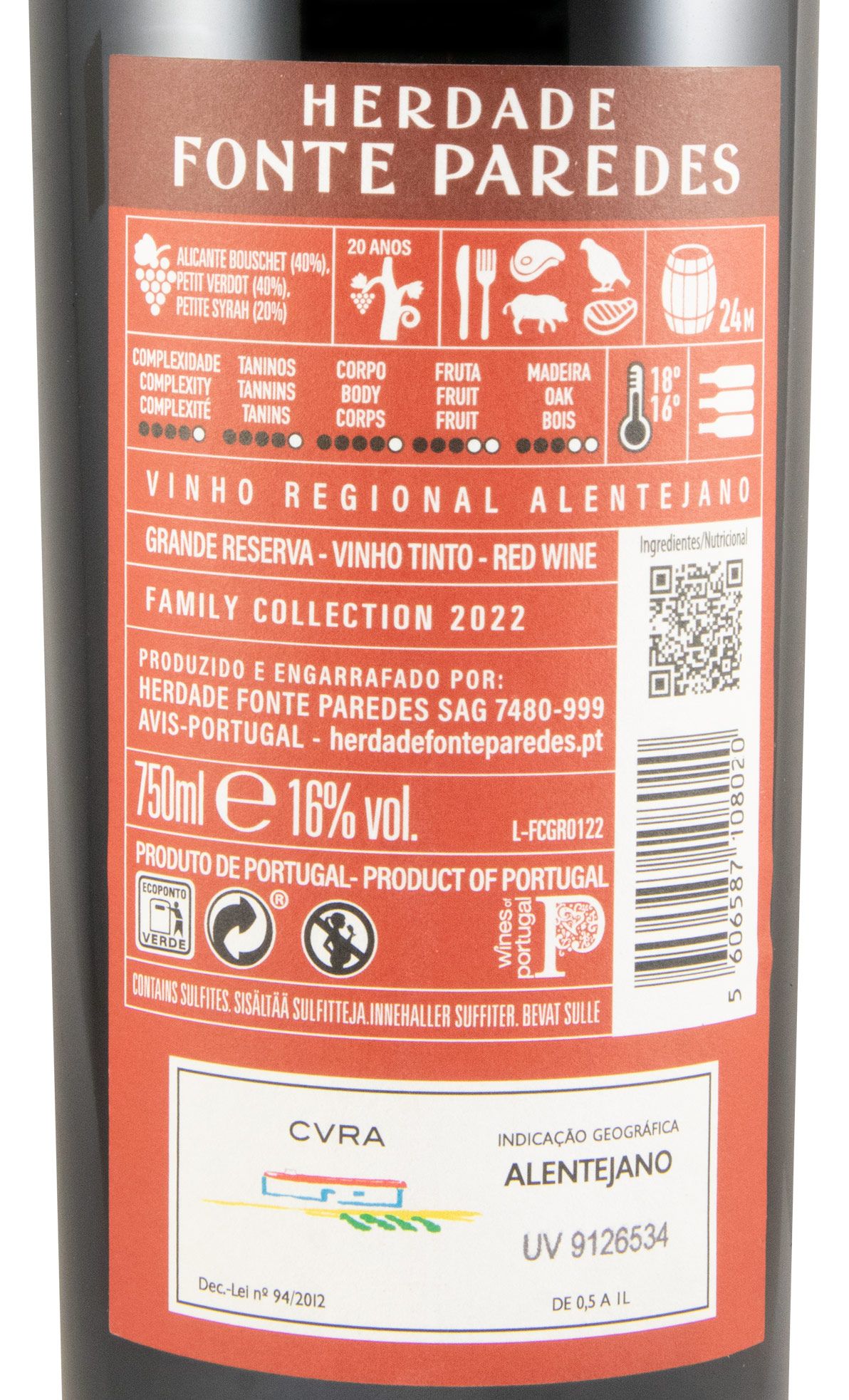 2022 Herdade Fonte Paredes Family Collection Grande Reserva tinto