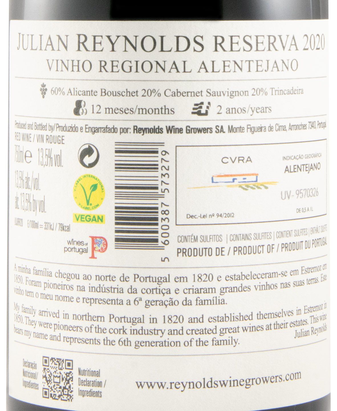 2020 Julian Reynolds Reserva red