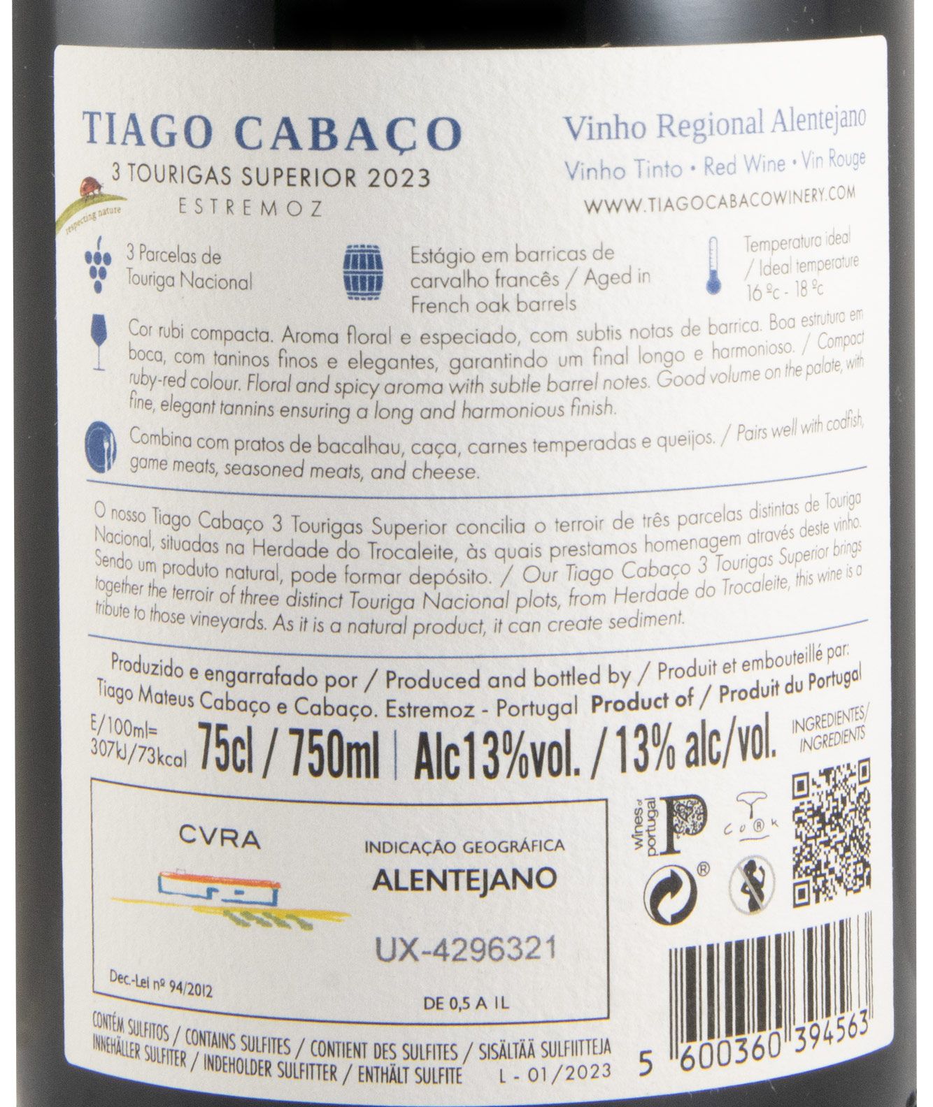 2023 Tiago Cabaço 3 Tourigas Superior tinto