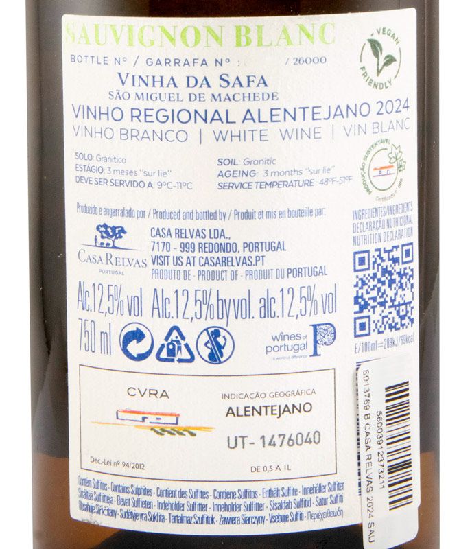 2024 Casa Relvas Vinha da Safa Sauvignon Blanc white