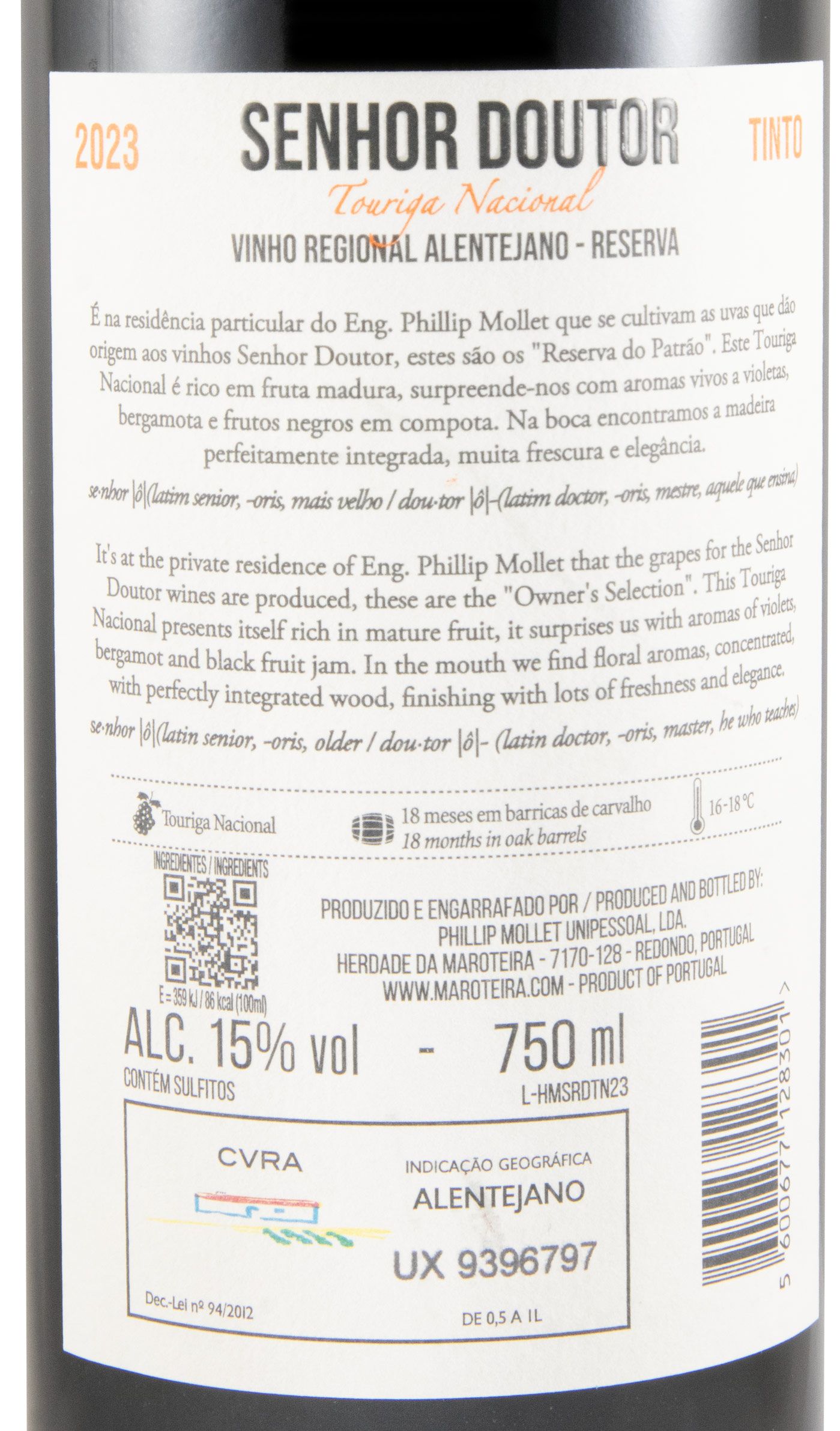 2023 Senhor Doutor Touriga Nacional Reserva tinto