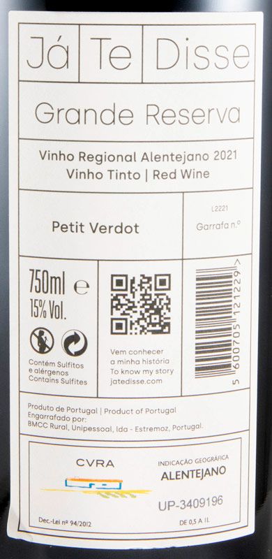 2021 Já Te Disse Petit Verdot Grande Reserva tinto