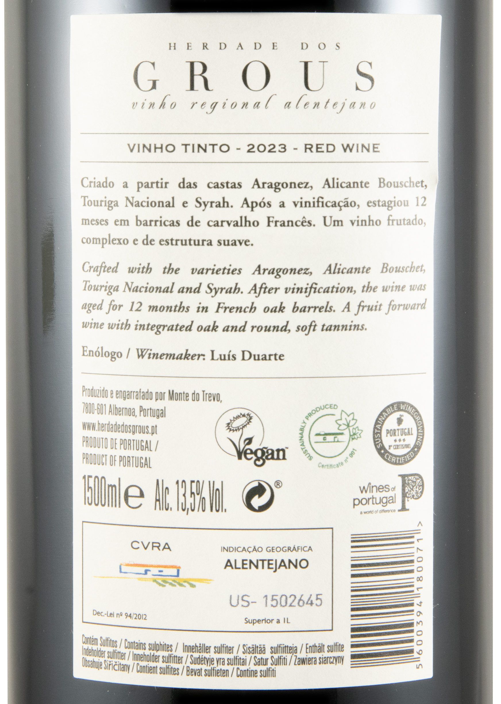 2023 Herdade dos Grous tinto 1,5L