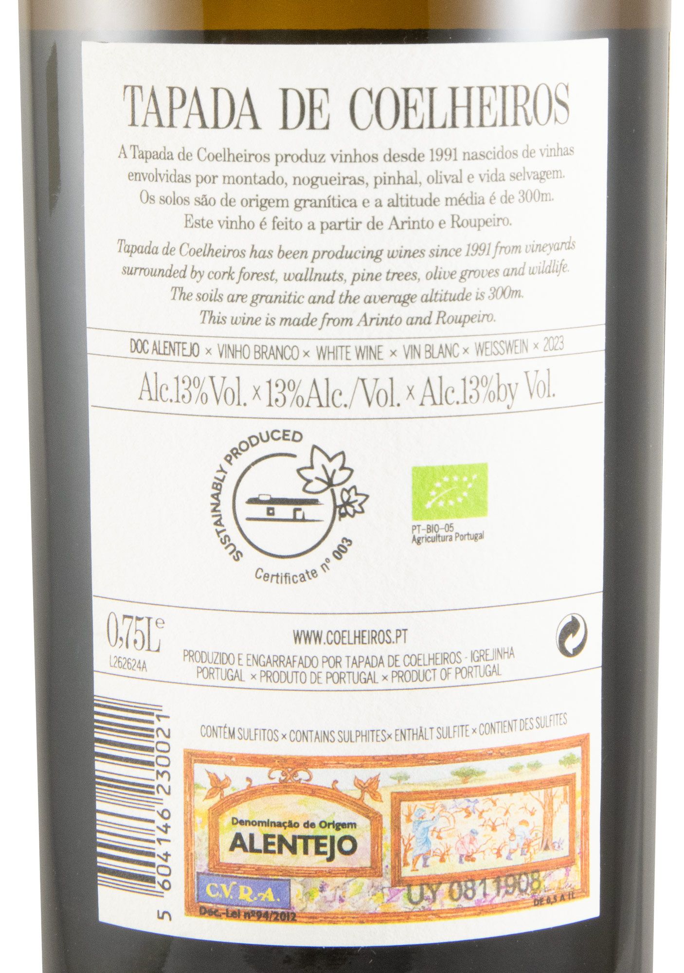 2023 Tapada de Coelheiros organic white