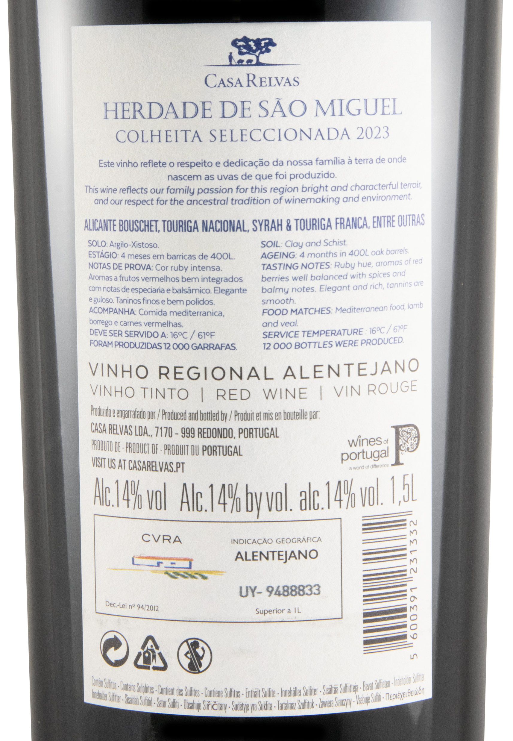 2023 Herdade de São Miguel Colheita Seleccionada tinto 1,5L