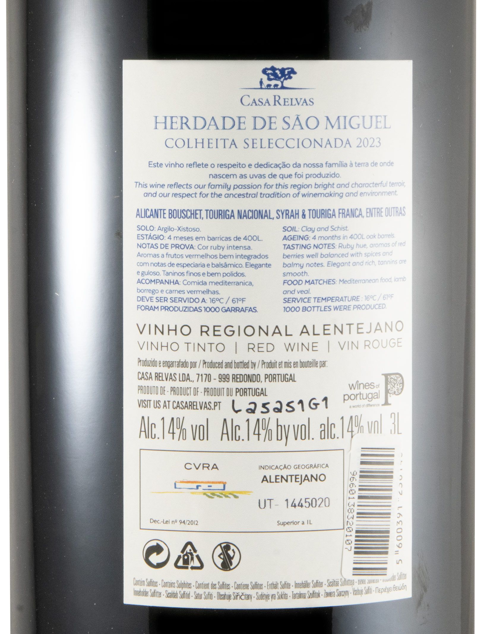 2023 Herdade de São Miguel Colheita Seleccionada tinto 3L