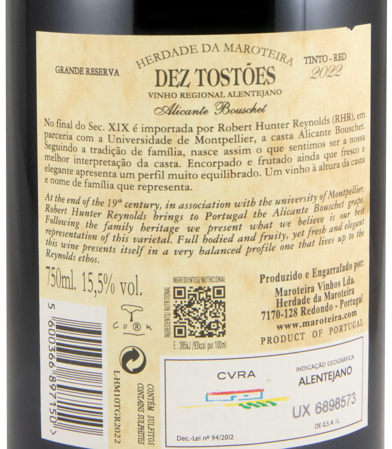 2022 Herdade da Maroteira Dez Tostões Grande Reserva tinto