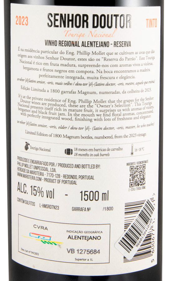 2023 Senhor Doutor Touriga Nacional Reserva tinto 1,5L