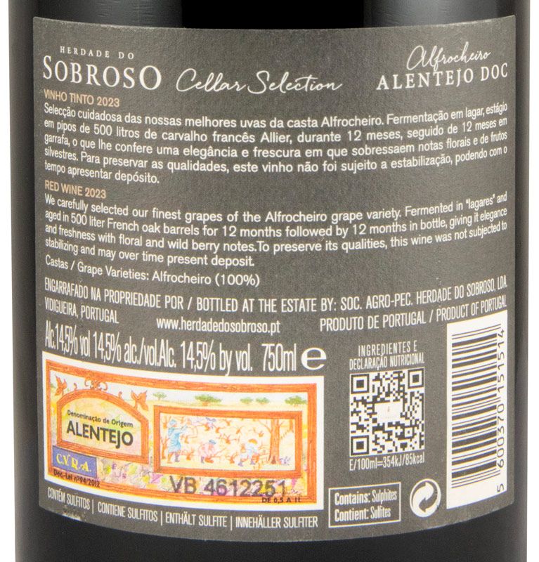 2023 Herdade do Sobroso Cellar Selection Alfrocheiro tinto