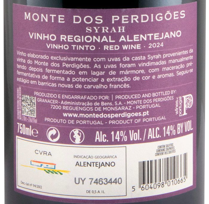 2024 Monte dos Perdigões Syrah red