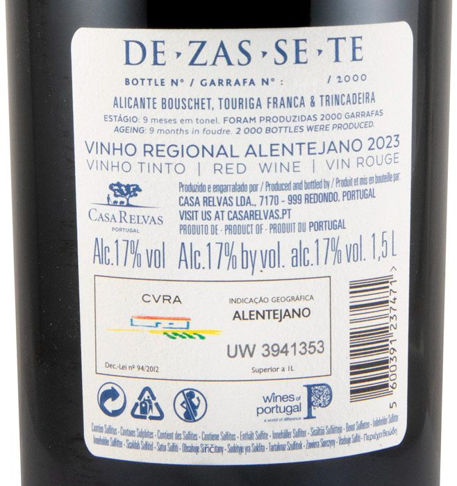 2023 Casa Relvas Dezassete tinto 1,5L
