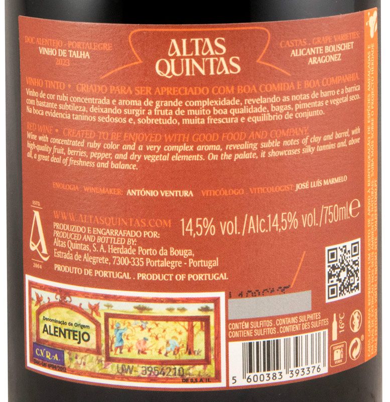 2023 Altas Quintas Talha tinto