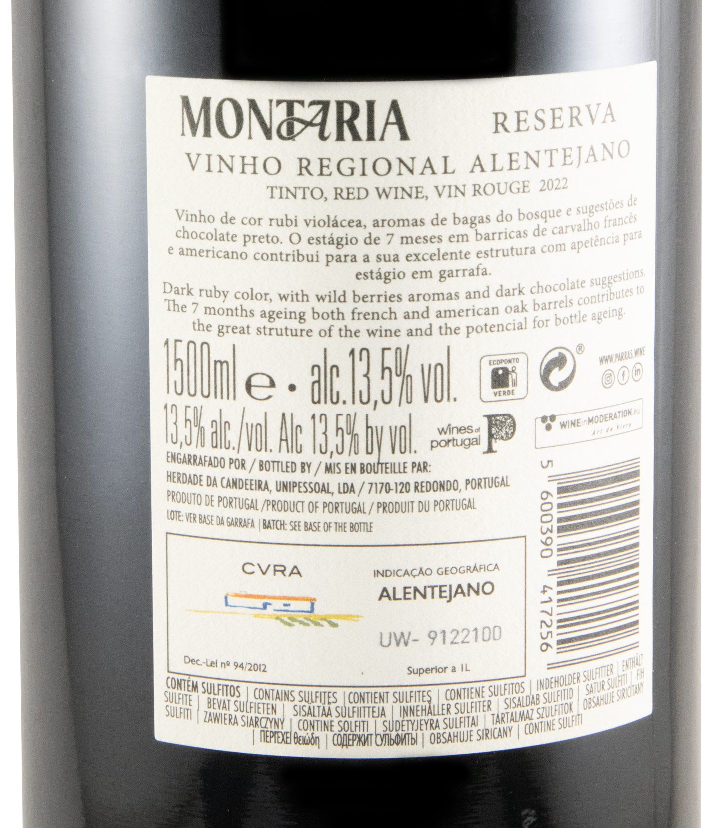 2022 Herdade da Candeeira Montaria Reserva tinto 1,5L