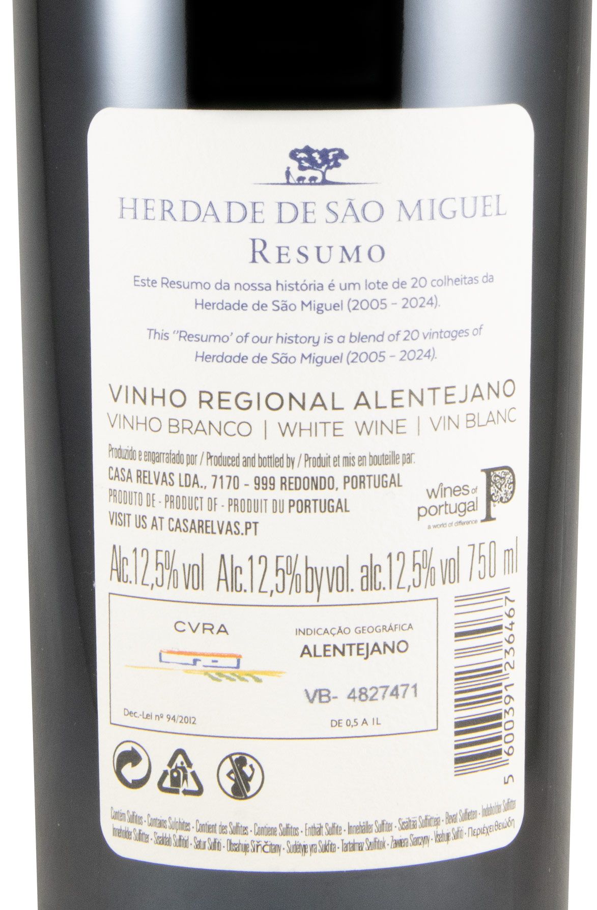 Herdade de São Miguel 2005-2024 Resumo de 20 Vindimas branco