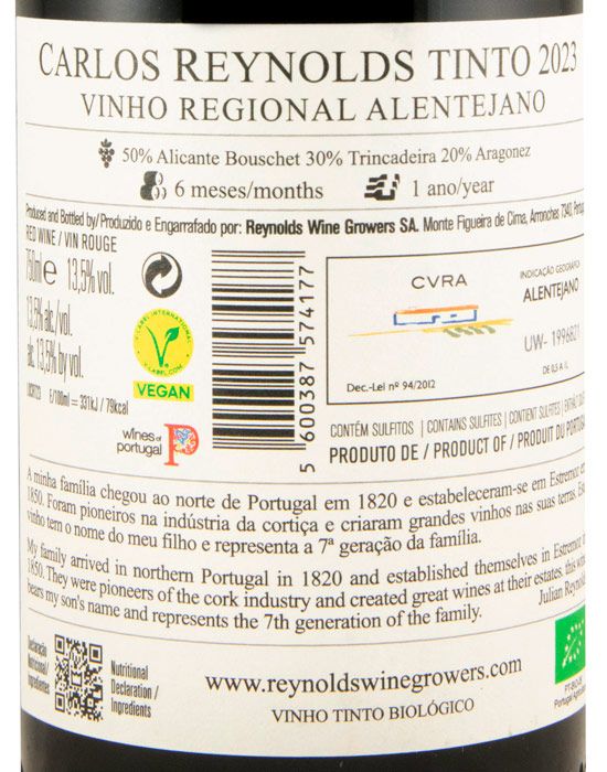 2023 Carlos Reynolds organic red