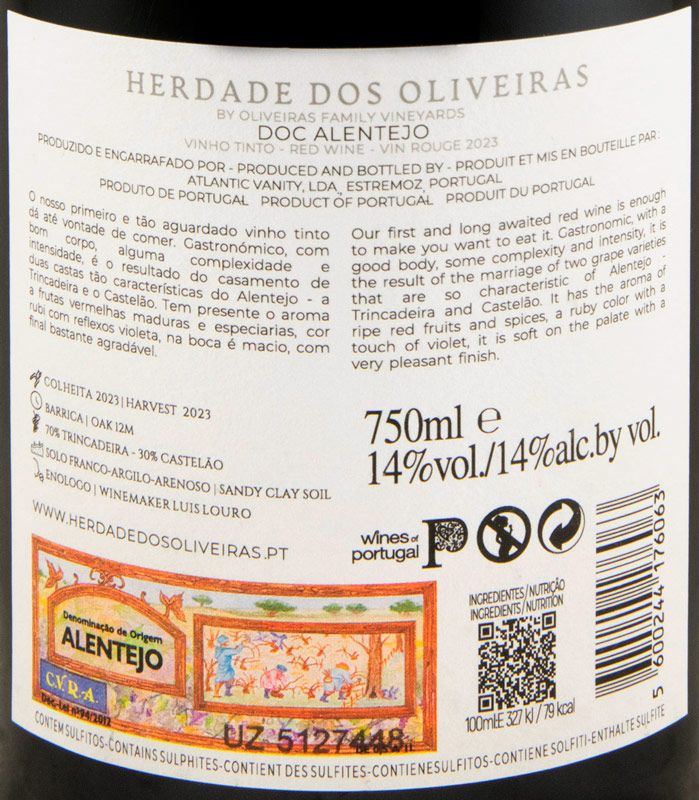2023 Herdade dos Oliveiras tinto