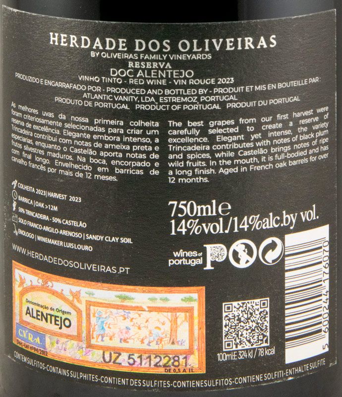 2023 Herdade dos Oliveiras Reserva tinto