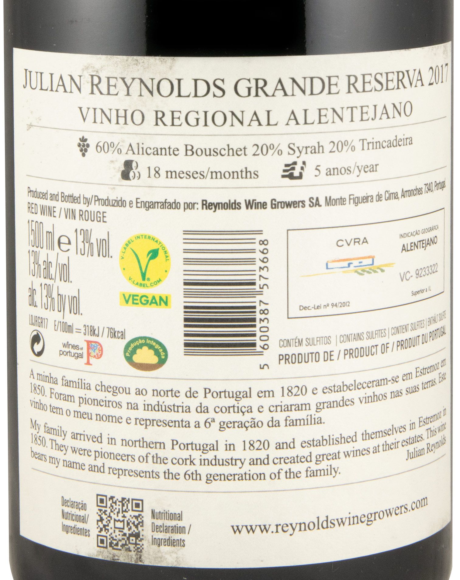 2017 Julian Reynolds Grande Reserva red 1.5L