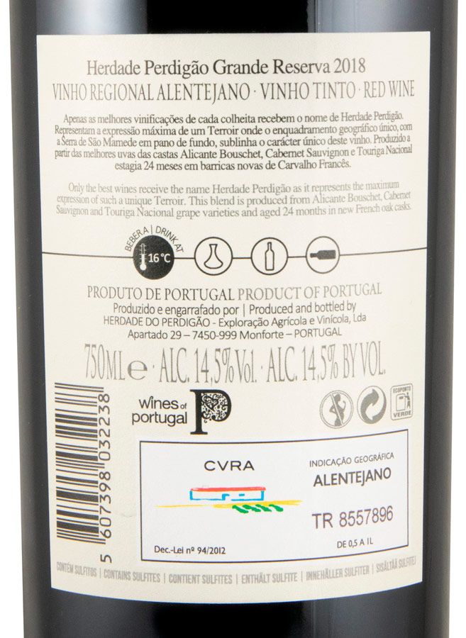 2018 Herdade do Perdigão Grande Reserva red