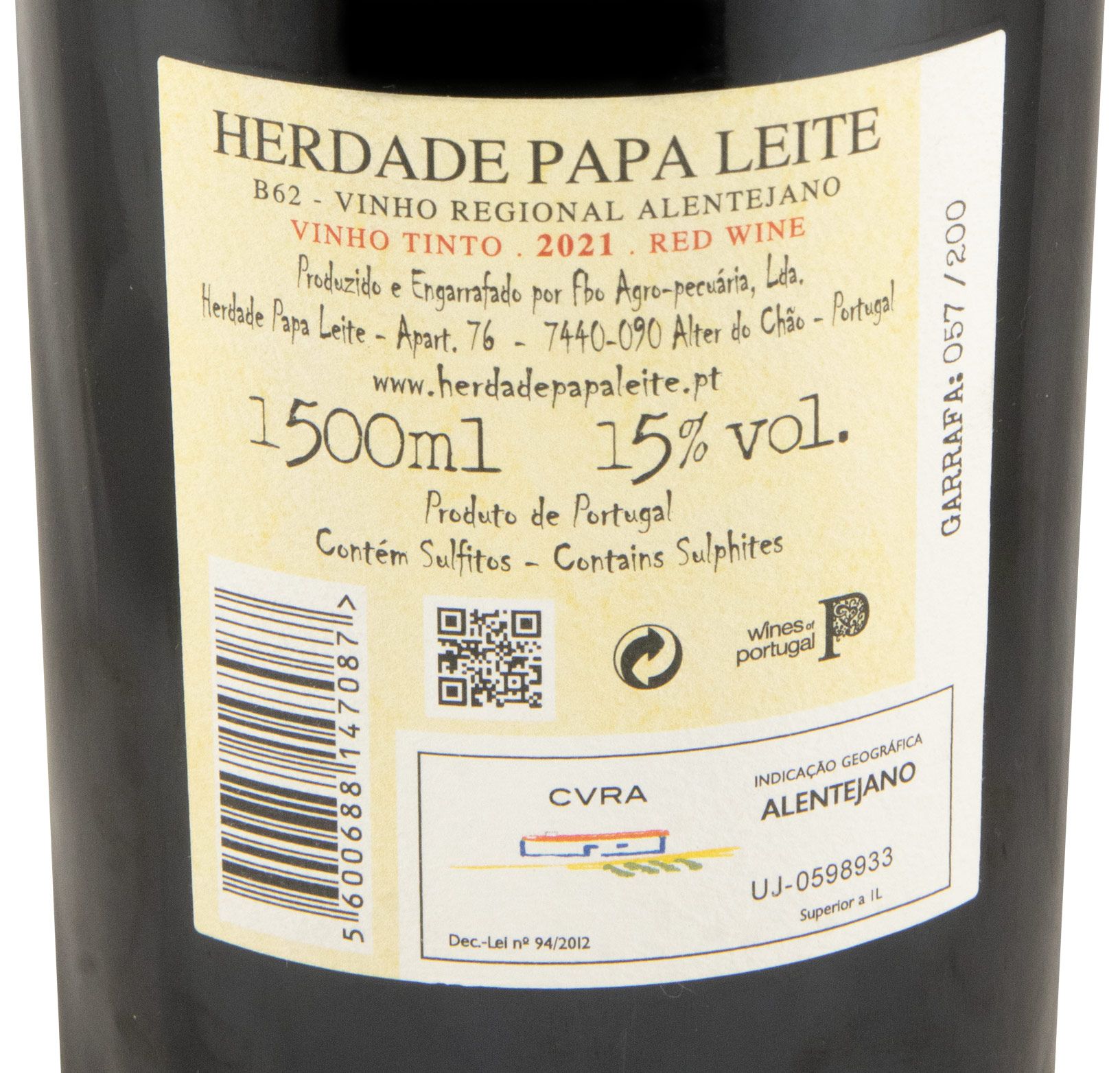 2021 Herdade Papa Leite My Way tinto 1,5L
