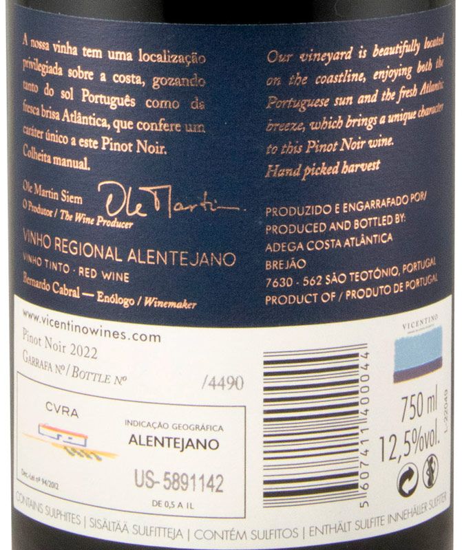 2022 Vicentino Pinot Noir red