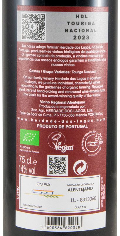 2023 Herdade dos Lagos HDL Touriga Nacional biológico tinto