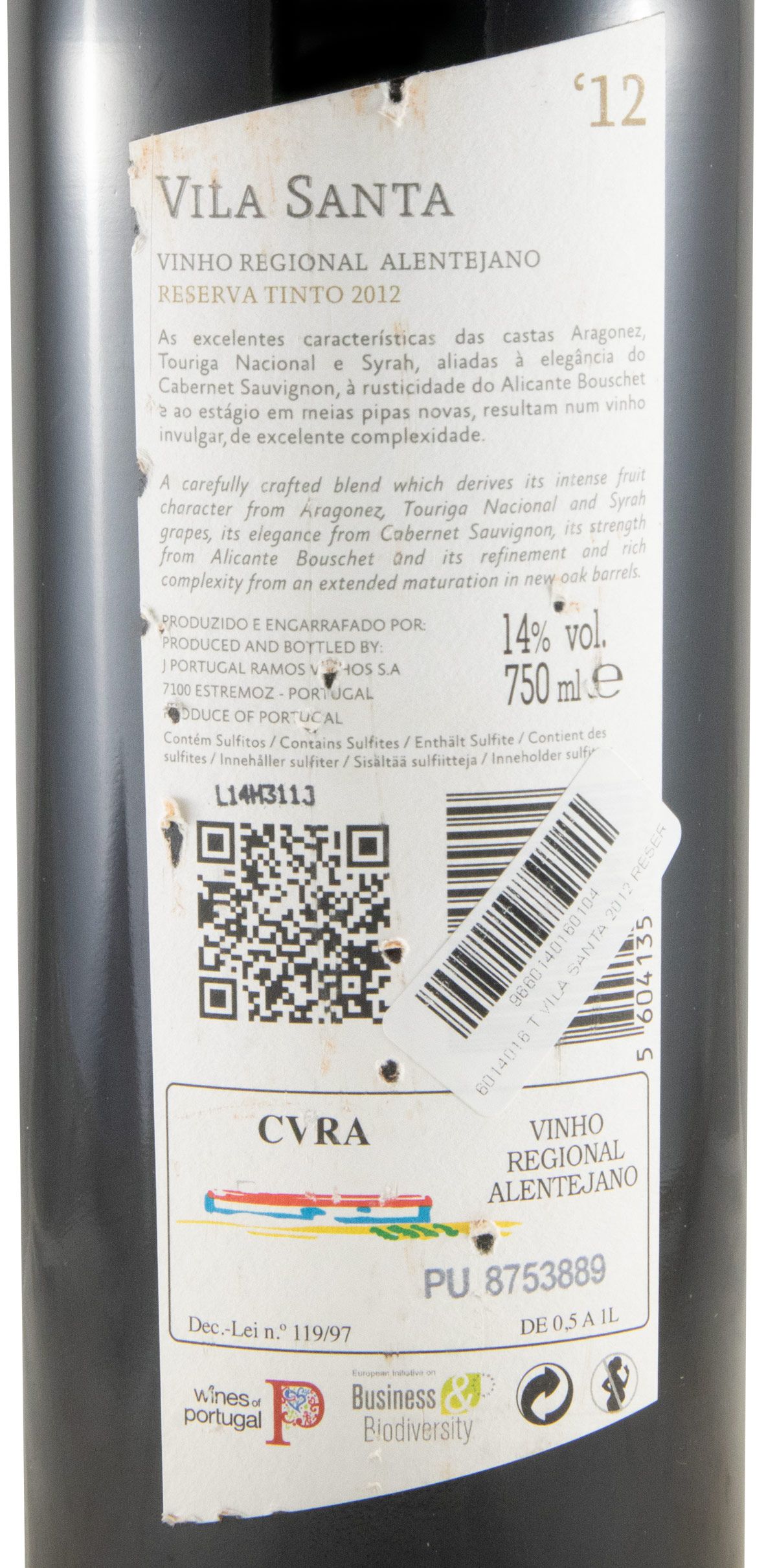 2012 Vila Santa Reserva red