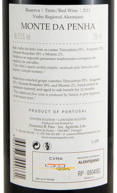 2011 Monte da Penha Reserva red
