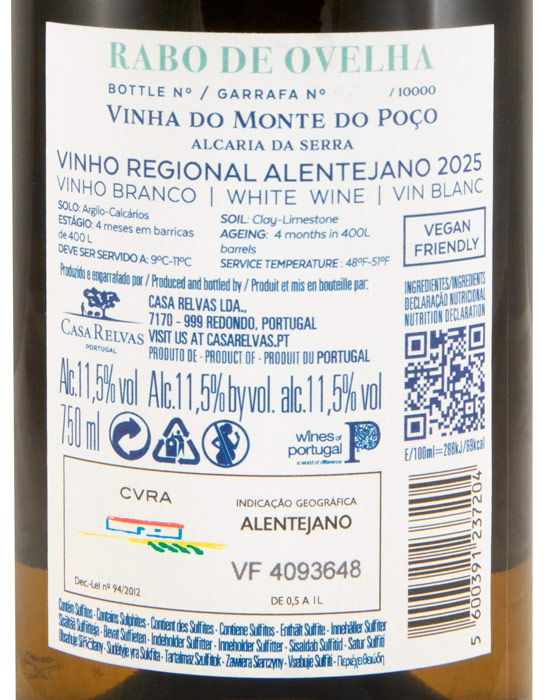 2025 Casa Relvas Vinha do Monte do Poço Rabo de Ovelha branco