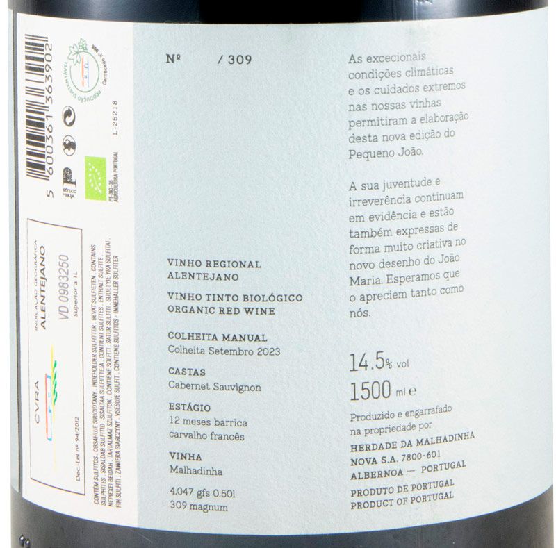 2023 Herdade da Malhadinha Nova Pequeno João biológico tinto 1,5L