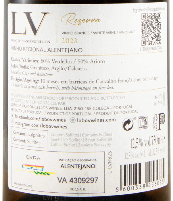 2023 Lobo de Vasconcellos LV Reserva branco