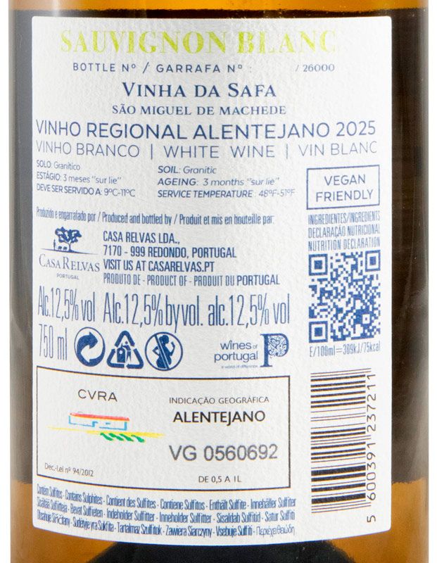 2025 Casa Relvas Vinha da Safa Sauvignon Blanc branco