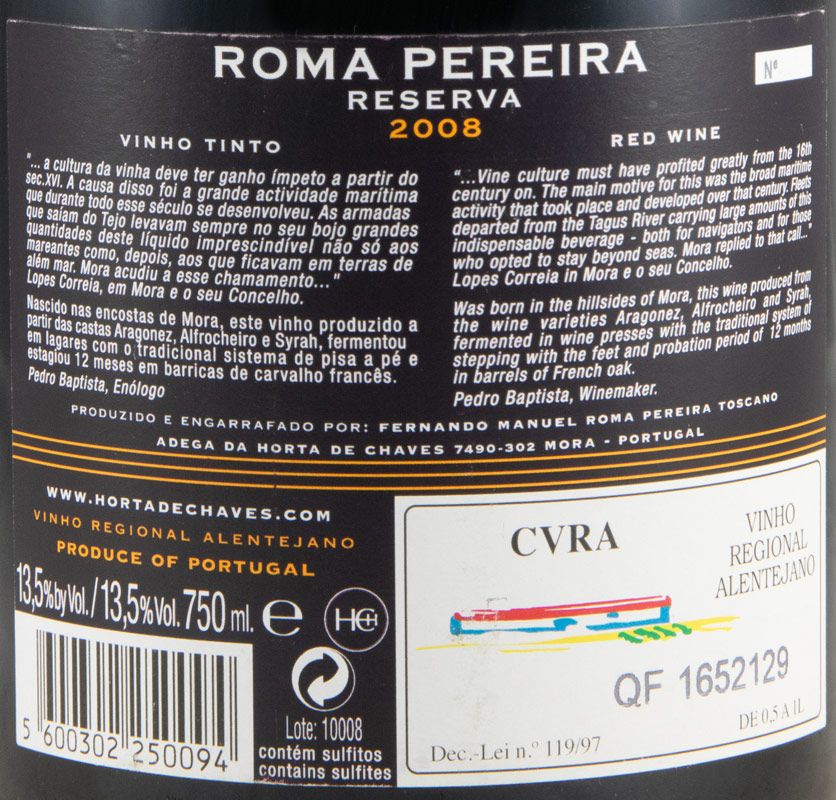 2008 Roma Pereira Reserva red