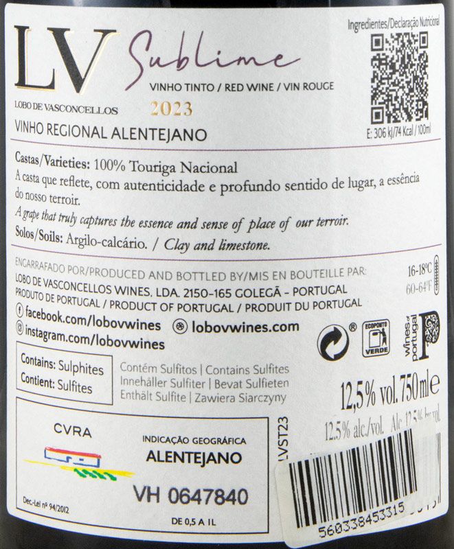 2023 Lobo de Vasconcellos LV Sublime tinto