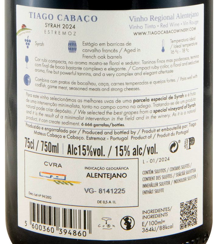 2024 Tiago Cabaço Syrah red