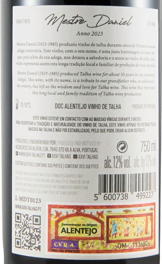 2023 XXVI Talhas Mestre Daniel tinto