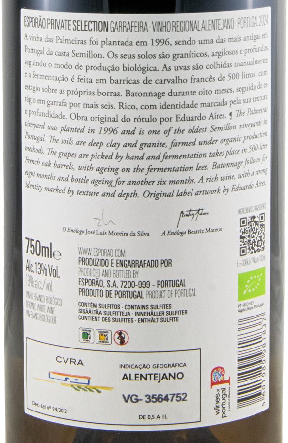 2024 Esporão Private Selection biológico branco