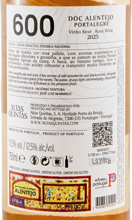 2025 Altas Quintas 600 rosé