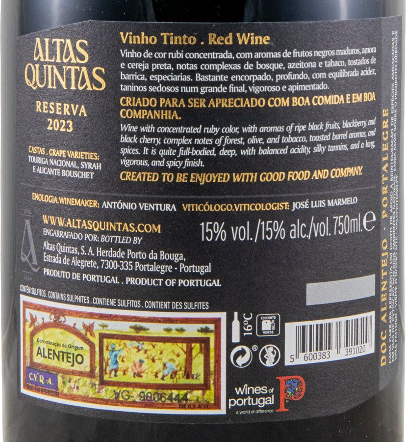 2023 Altas Quintas Reserva tinto