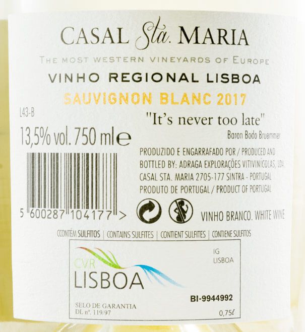 2017 Casal Sta. Maria Sauvignon Blanc white