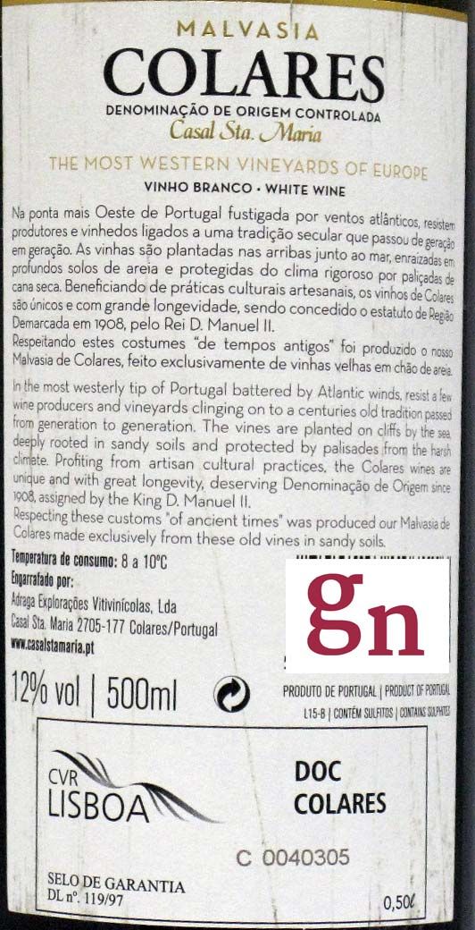 2011 Casal Sta. Maria Malvasia White - 50cl